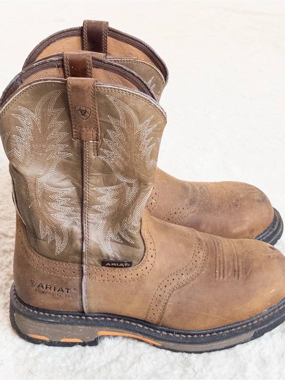 Ariat Composite Toe Brown Leather Cowboy Work Boots Men’s 9.5 EE